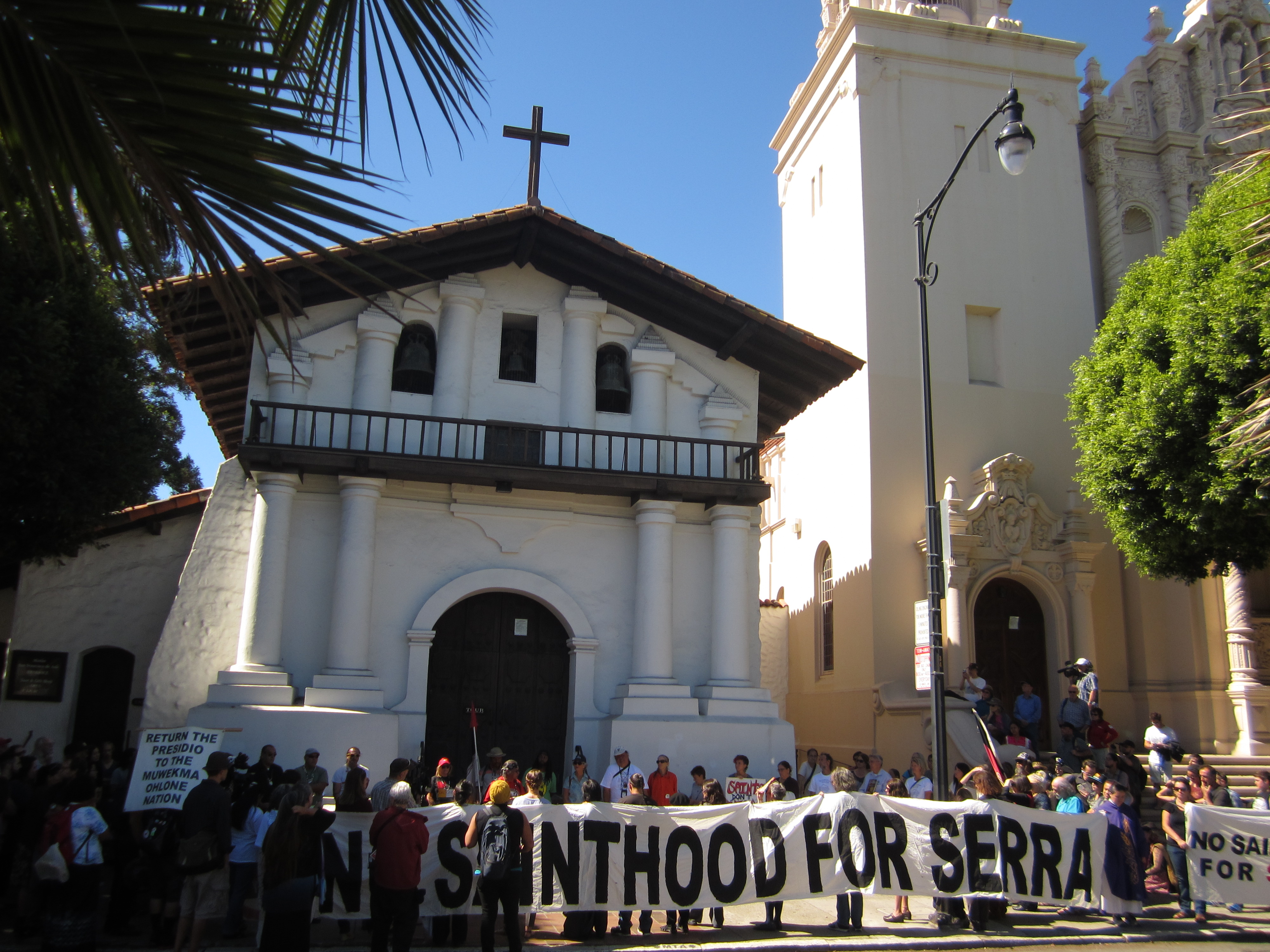 Protest at Mission Dolores, September 2015